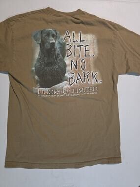 Ducks Unlimited T Shirt Large Black Lab All Bite No Bark Hunting Sportsmans